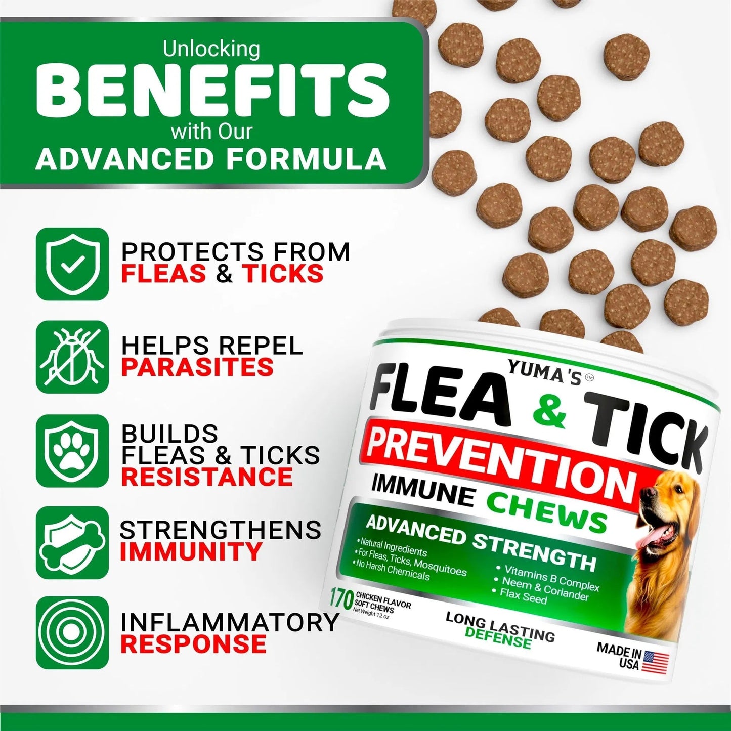 Flea And Tick Prevention For Dogs Chewables 170 Treats Natural Dog